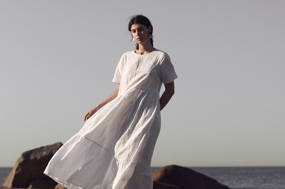 Marle Carly Linen Dress Natural AU8/US4